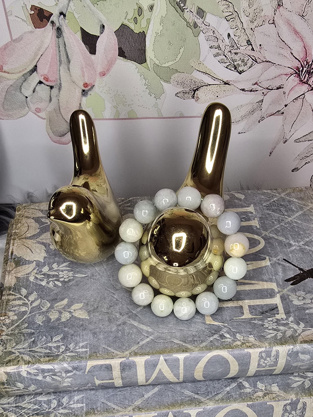 Natural Jade Lavender Apple Green Beaded Bracelet